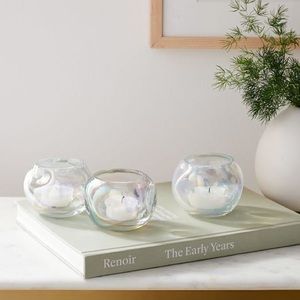 New in box West elm puff glass rainbow colored votives large set of 6